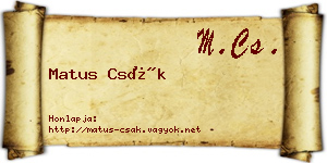 Matus Csák névjegykártya